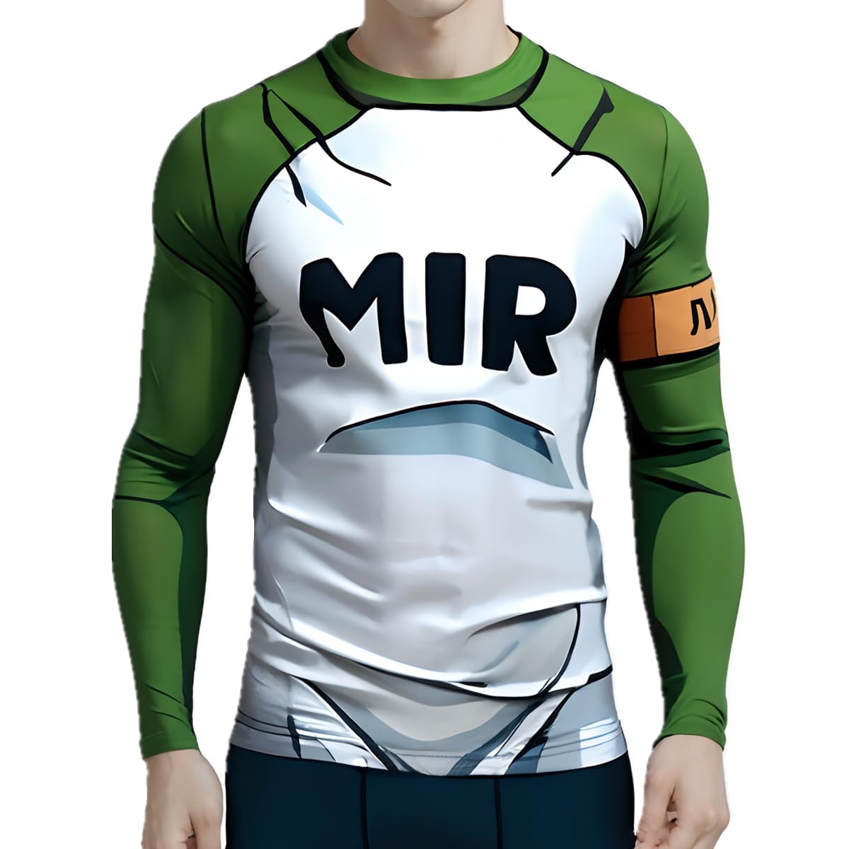 Men's Anime Long Sleeve Compression Shirt Workout Gym Top