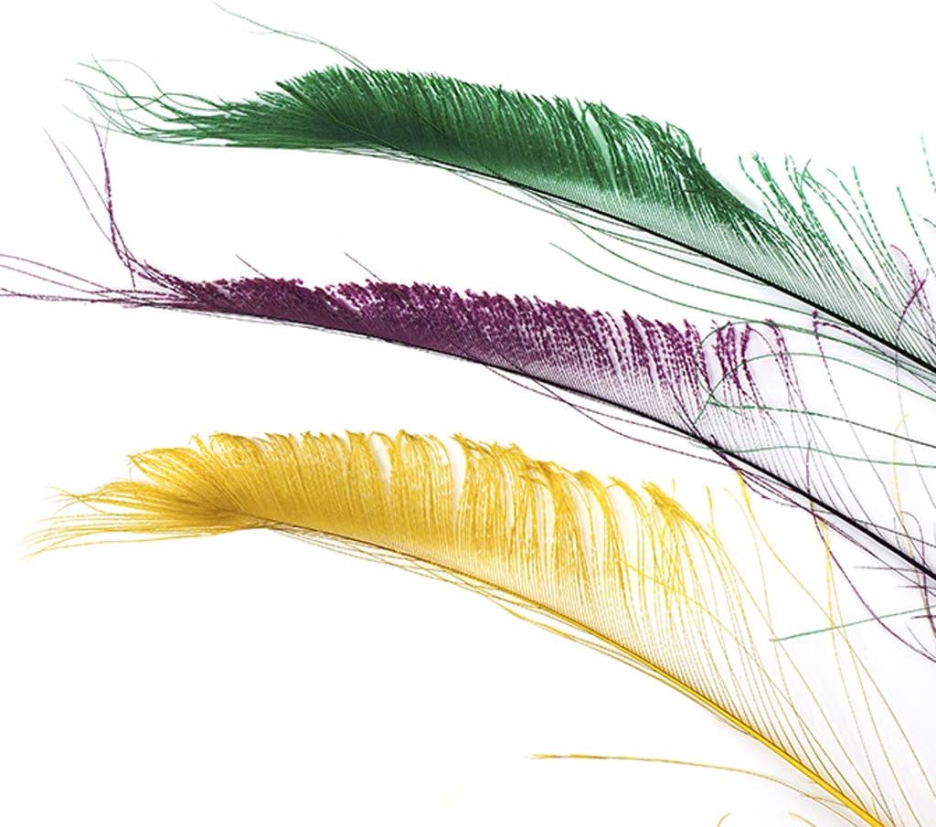 Zucker Feather Products Bleached Dyed Peacock Sword Feathers - 15-25" 100pc Wedding DIY Craft Home Decor Mardigras Mix
