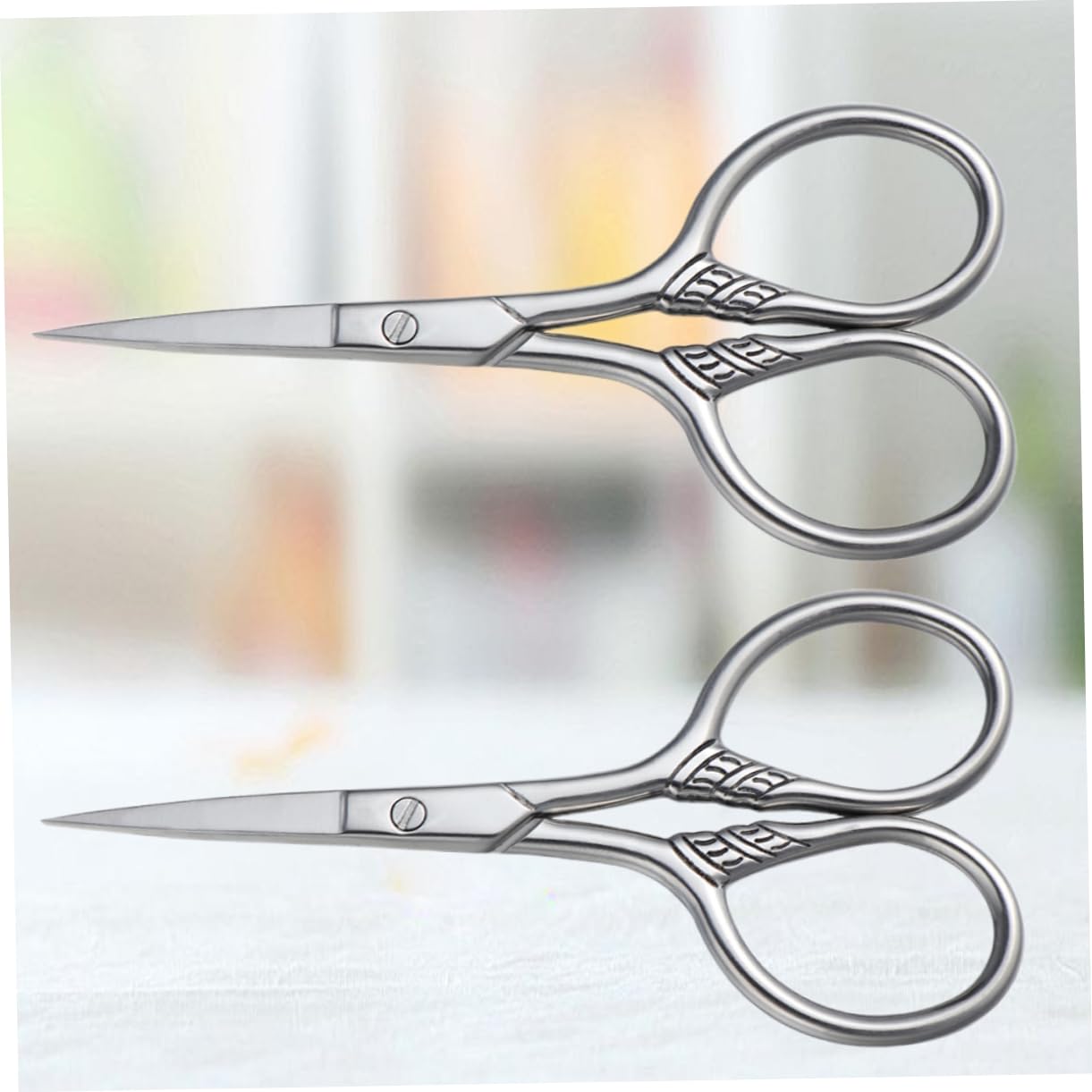 POPETPOP 6pezzi Forbici Da Barba Acciaio Inossidabile Per Rifinitura Precisione e Stile Argento Per Uso Professionale Parrucchieri e Saloni