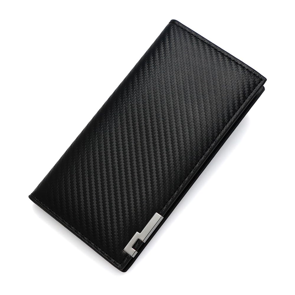 men black pvc two fold wallet, solid long style, one size wallet, card & cash organizer