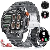 LIGE Smartwatch Herren mit Telefonfunktion,1.43'' AMOLED Touchscreen,100+ Sportmodi Sportuhr Smart Watch mit Pulsmesser/Blutdruckmessung/Schlafmonitor,IP68 Wasserdicht für Android iOS Schwarz