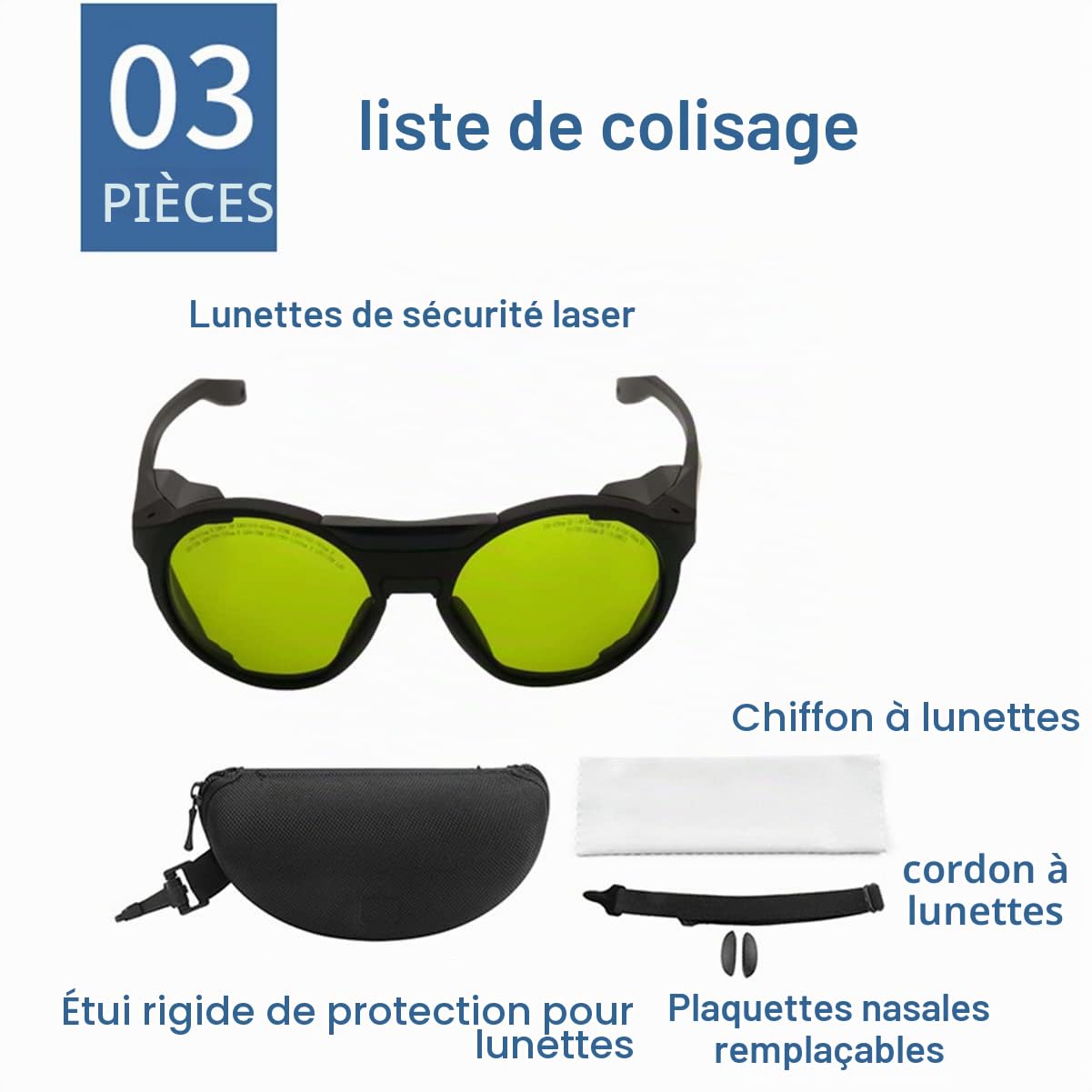 Lunettes de Sécurité Laser Protection des Yeux 980nm 1064nm OD5+ | 190-490nm 800-1100nm, Anti-lumière, Machine de Coupe, Filtrage d'ombre Laser, Pour Techniciens Laser Découpe Gravure