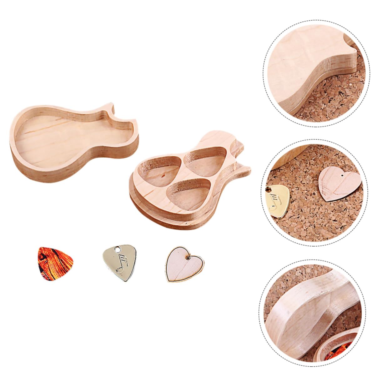 ibasenice Scatola Per Plettri Per Chitarra in Legno Fatta Mano Accessorio Per Chitarra Plettri Inclusi Comodo Per Riporre