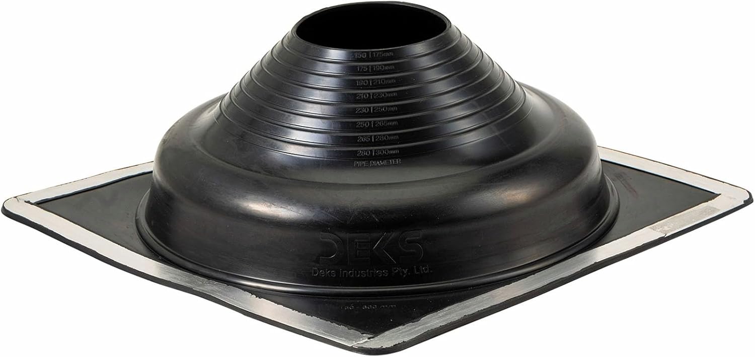 DEKTITE #7 (DFE107B) Square Black EPDM Flexible Pipe Flashing, Roof Jack, Pipe Boot Flashing (for OD Pipe Sizes 6" - 12")