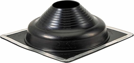 DEKTITE #7 (DFE107B) Square Black EPDM Flexible Pipe Flashing, Roof Jack, Pipe Boot Flashing (for OD Pipe Sizes 6 - 12)