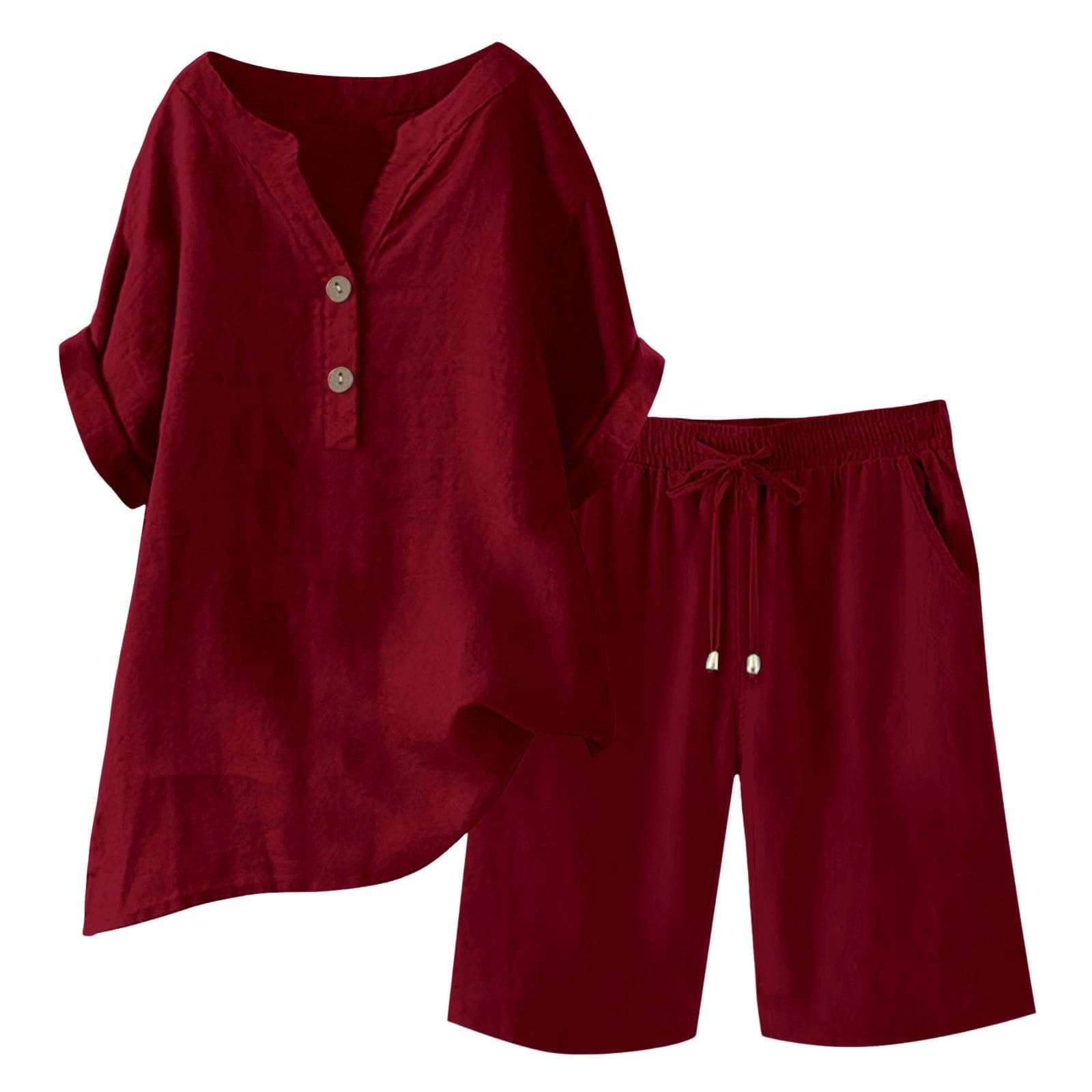 Generisch 2-Teiliges Damen-Outfit Mit Weitem Bein, Bluse Mit Taschen, Elastische Hosen-Sets, Lässiges V-Ausschnitt-Shirt, Hose, Modische Streetwear, Leichte Sommerbekleidung