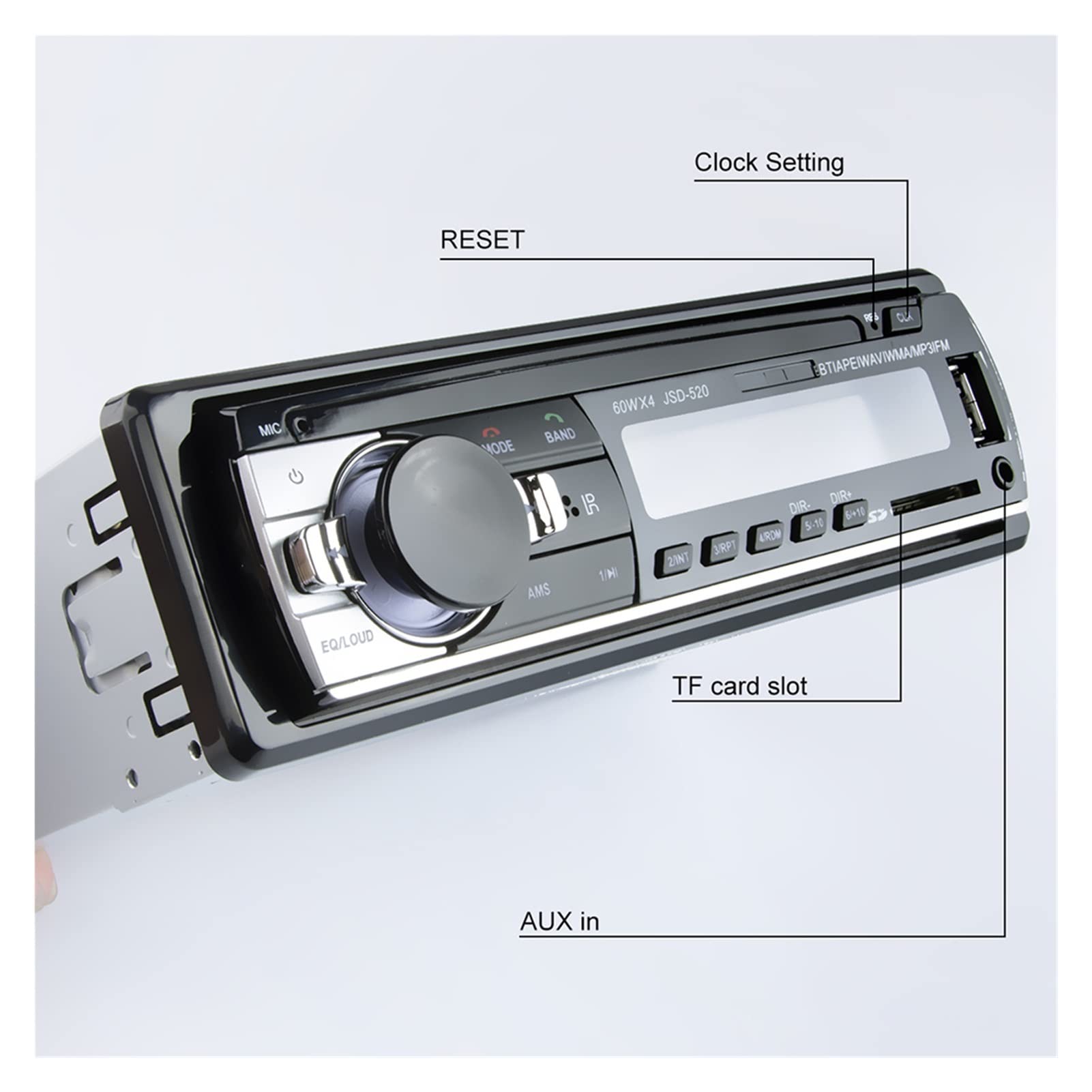 Radio Stareo odtwarzacz Digital Bluetooth Car Digital Mp3 Gracz 60WX4 Fm Radio Stereo Audio Music USB/SD z Dash Aux Wejście Przenośny(A)