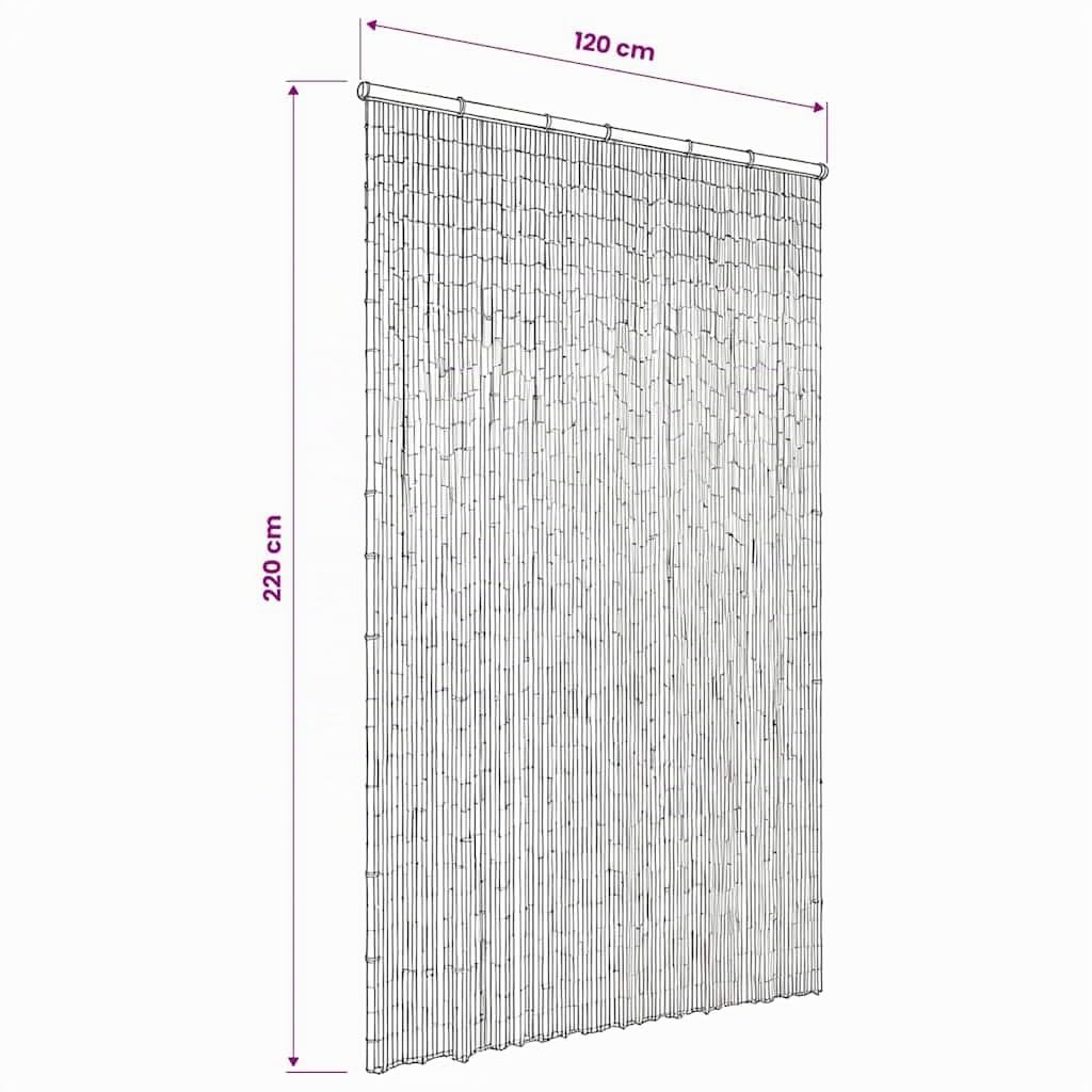 vidaXL Insektentürvorhang 120x220 cm, Braun, Bambus, Fliegen- und Mückenschutz, Holzleiste, 120 feine Bambusstangen, Türnetz, Insektenschutz