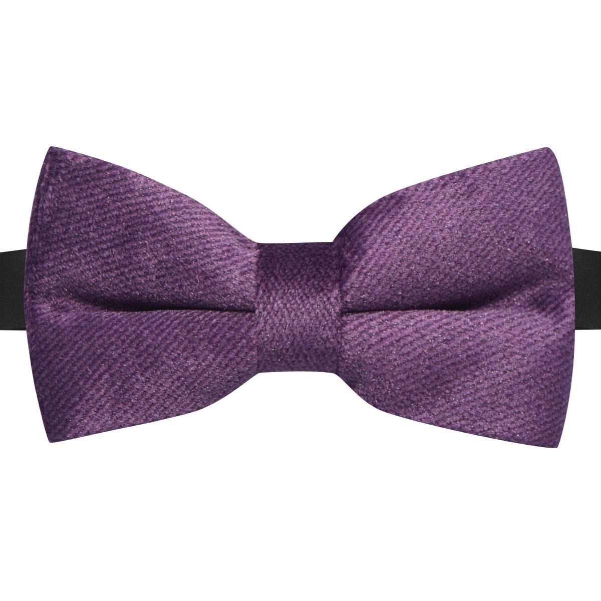 King & Priory Luxury Deep Purple Textured Velvet Bow Tie