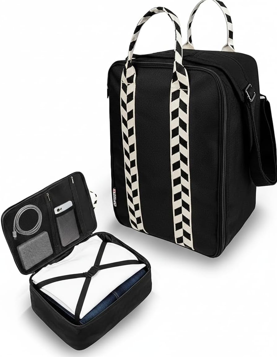 Sàkura Travel Bag, 40 x 20 x 25 cm, Ryanair Hand Luggage Compatible with New Standard Ryanair Hand Luggage 40 x 30 x 20 cm, Small Suitcase 20 L for Underseat Cabin Single Shoulder Strap, Black