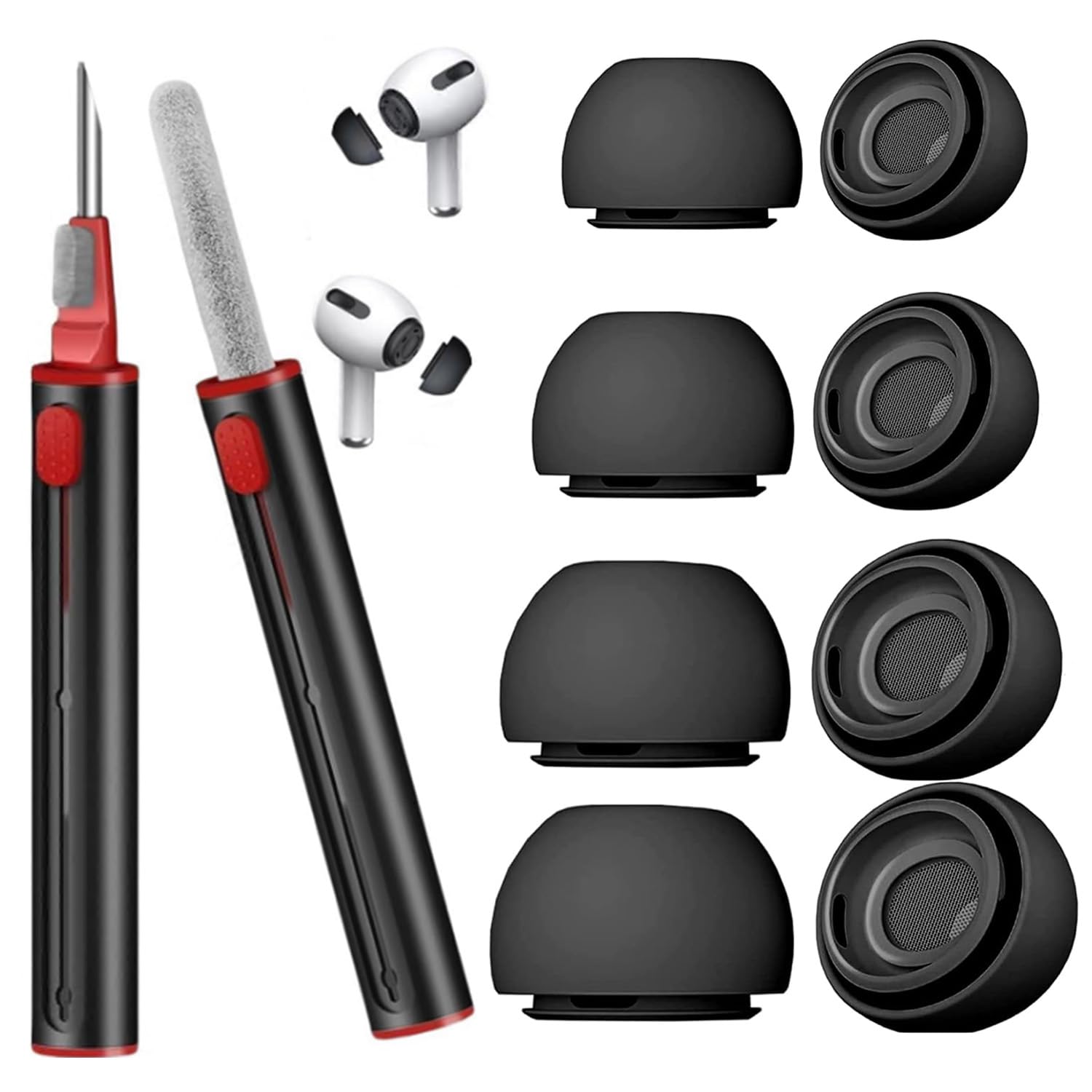 Embouts De Rechange, Pour Airpods 3 Et 4, Avec Trou De Réduction Du Bruit, Matériau TPE Antidérapant, Coque Souple Pour Airpods 4, Avec Boîte De Rangement Portable, Blanc, Taille M