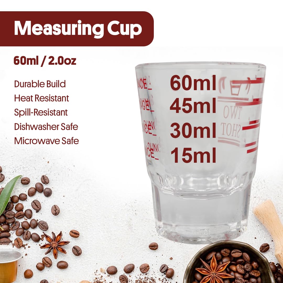 60 ml Glass Measuring Cup with red Markings, Perfect for Shot Measures Spirit Measures, Espresso Shots - Image 4
