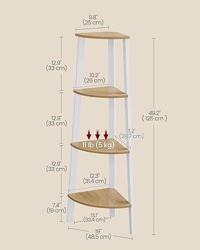 Miniatura 21 de VASAGLE ULLS35X - Estante esquinero de 5 niveles, estante de escalera industrial, soporte para plantas para sala de estar, oficina, cocina, marrón