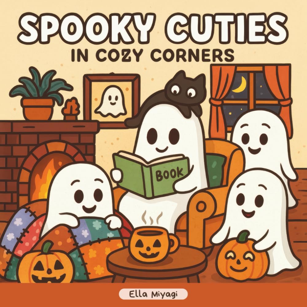 Spooky Cuties in Cozy Corners: Bold & Easy Coloring Book for Kids, Teens, Adults & Retired, Beginner Friendly Simple Creativity Moments Daily Joy for ... Down Time Rainy Day Fun Halloween Lover