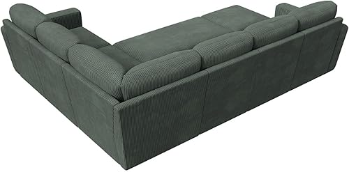 Miniatura 8 de HONBAY Sofá cama modular modular con cama extraíble, sofá de pana con asientos de almacenamiento, otomano, sofás seccionales en forma de U para sala