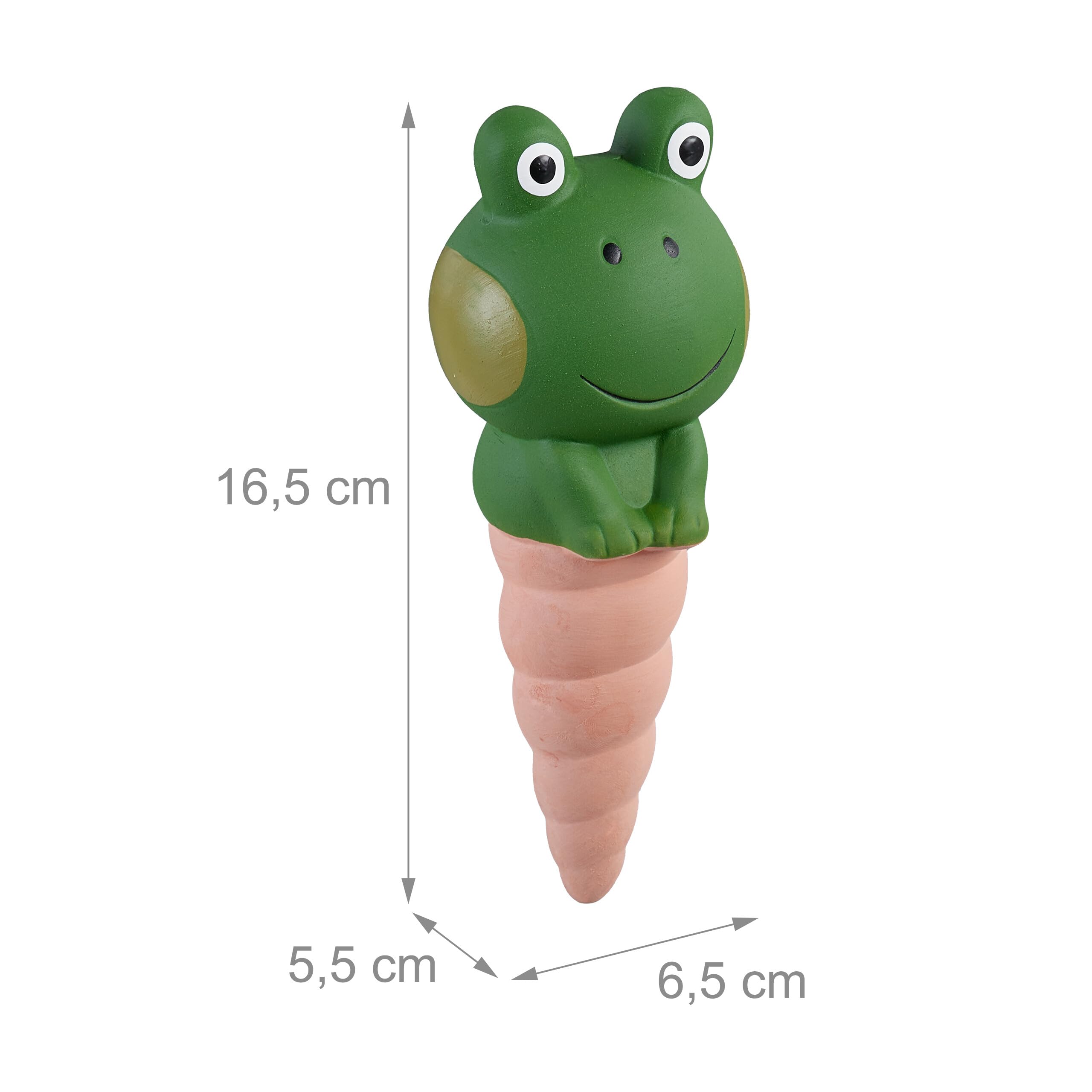 Relaxdays 4x Clay Cone Watering, 100 ml each, Irrigation Aid for Houseplants Frog Design, Sprinkler Plug, Colourful, Ceramics - Image 4