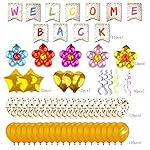 Welcome Back Sign Banner Decoration Kit Including Welcome Back Banner Flower Star Heart Shape Balloons Gold Confetti Glitter Balloons and Hanging Swirls for Home, School, Office Party Decor Supplies - Image 2