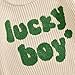 Eurvoku Infant Toddler Baby Boy St Patricks Day Outfit Lucky Boy Embroidery Knit Sweater Long Sleeve Knitted Pullover Top (A-Apricot, 4-5 Years)
