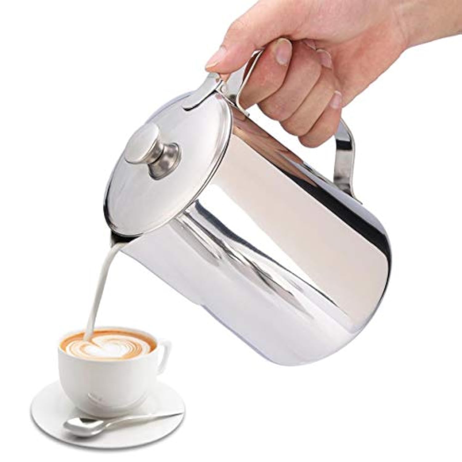 Eboxer 1500Ml Milk Frothing Pitcher 250Ml/350Ml/600Ml/1000Ml/1500Ml/2000Ml Stainless Steel Milk Jug Perfect For Making Coffee, Latte & Cappuccino(1500Ml)