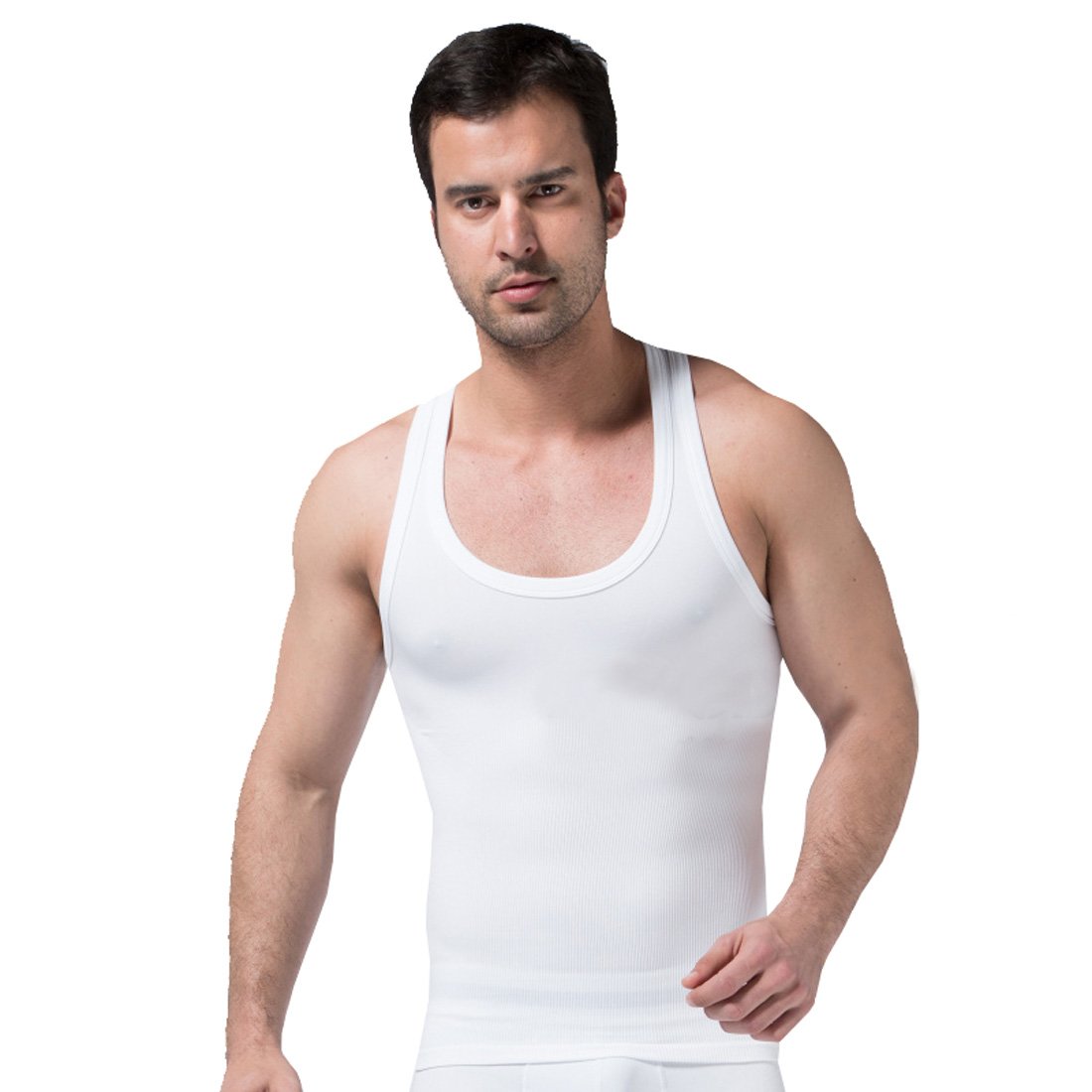 ZEROBODYSM02 Men's Cool-Dry White Sleeveless Slimming Vest
