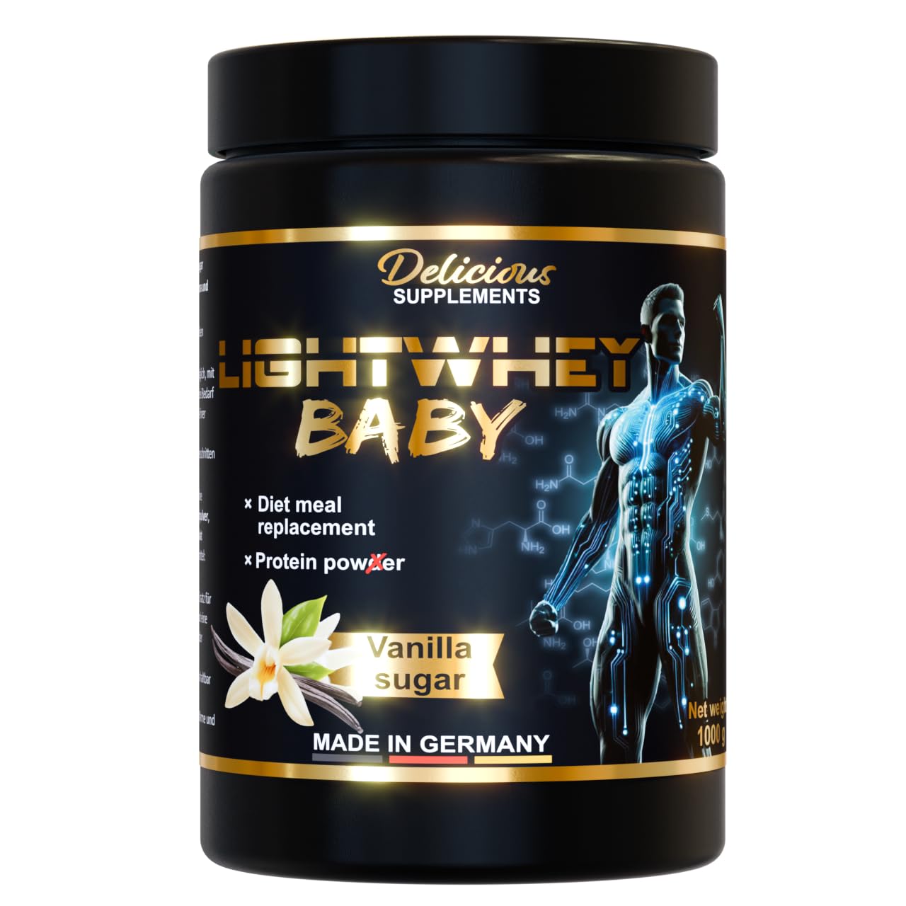Lightwhey Baby - Whey Protein Pulver Vanilla Sugar - 2 kg Eiweißpulver für Diät, Muskelaufbau & für den Alltag, Mahlzeitersatz als Shake mit Wasser oder Milch - Delicious Supplements - Made in Germany