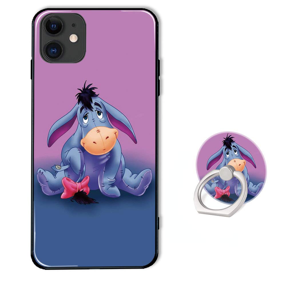 Lucen Blais Cartoon Phone Case for iPhone 14 with Ring Holder Kickstand,Purple Design Soft Shockproof Protective Cover for iPhone 14 6.1 inch 2022