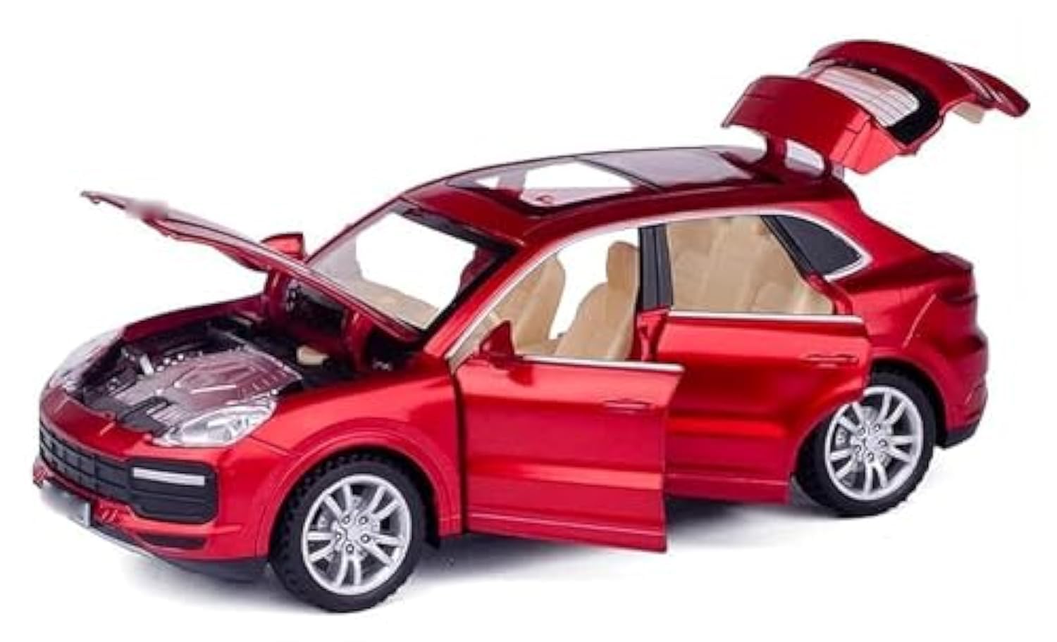 YBSM Diecast Car 1:32 For Porsche For Cayenne For Turbo SUV Alloy Car Model Die-cast Toy Sound And Light Pull Back Children's Toy Collectibles (Color : Red)