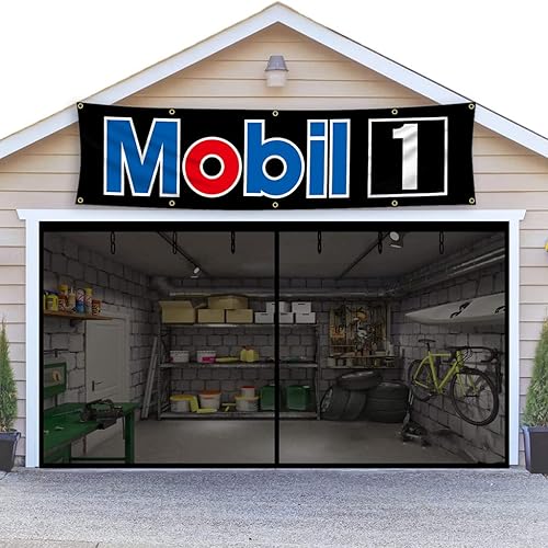 Miniatura 4 de Mobil 1 Bandera 2x8ft Oil Shop Racing Banner para Garaje Room Hombre