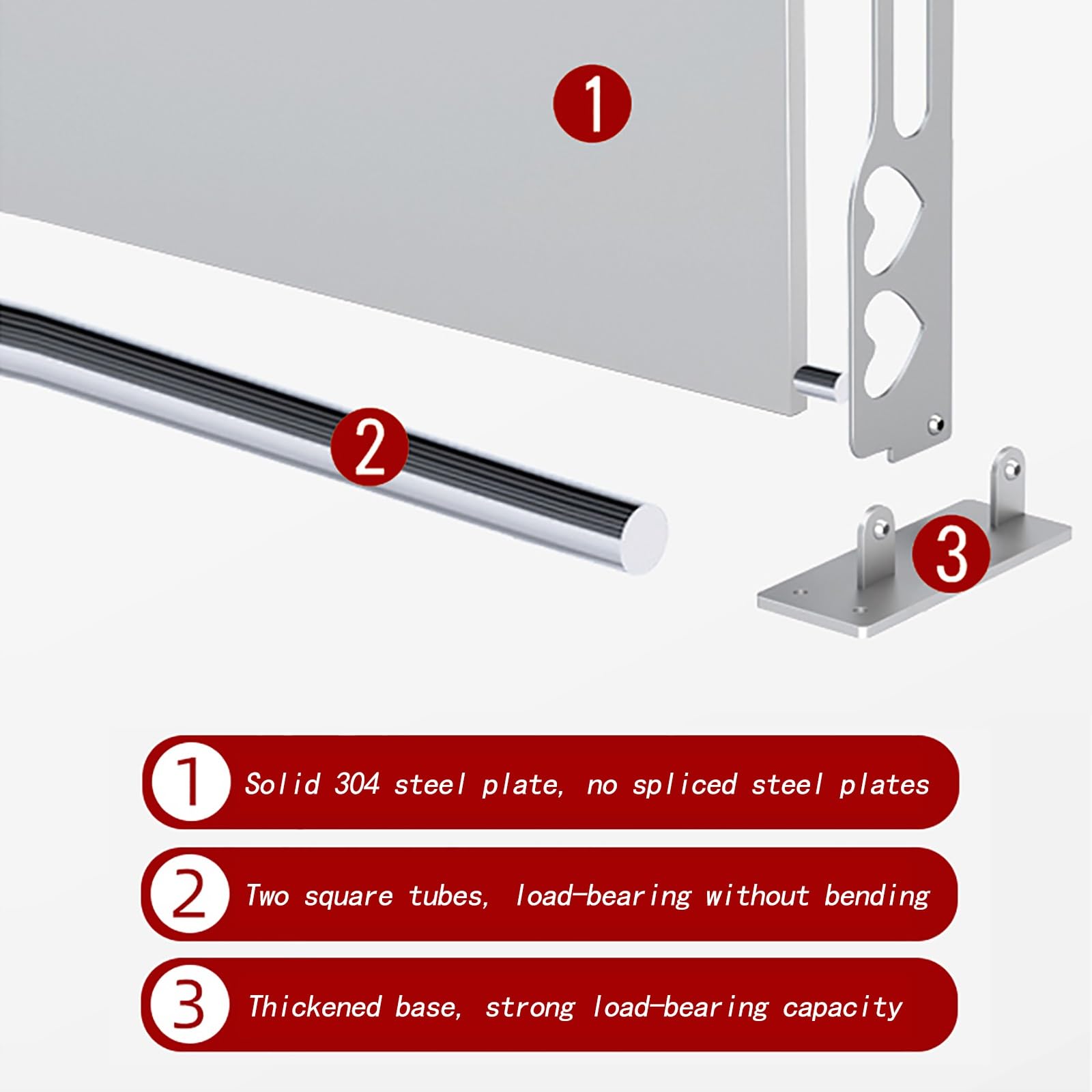 Banco de trabajo de acero inoxidable 304 para montar en la pared, plegable, fácil de instalar, fácil de instalar, estante plegable para alimentos, camión, cocina, restaurante, lavandería, sala de