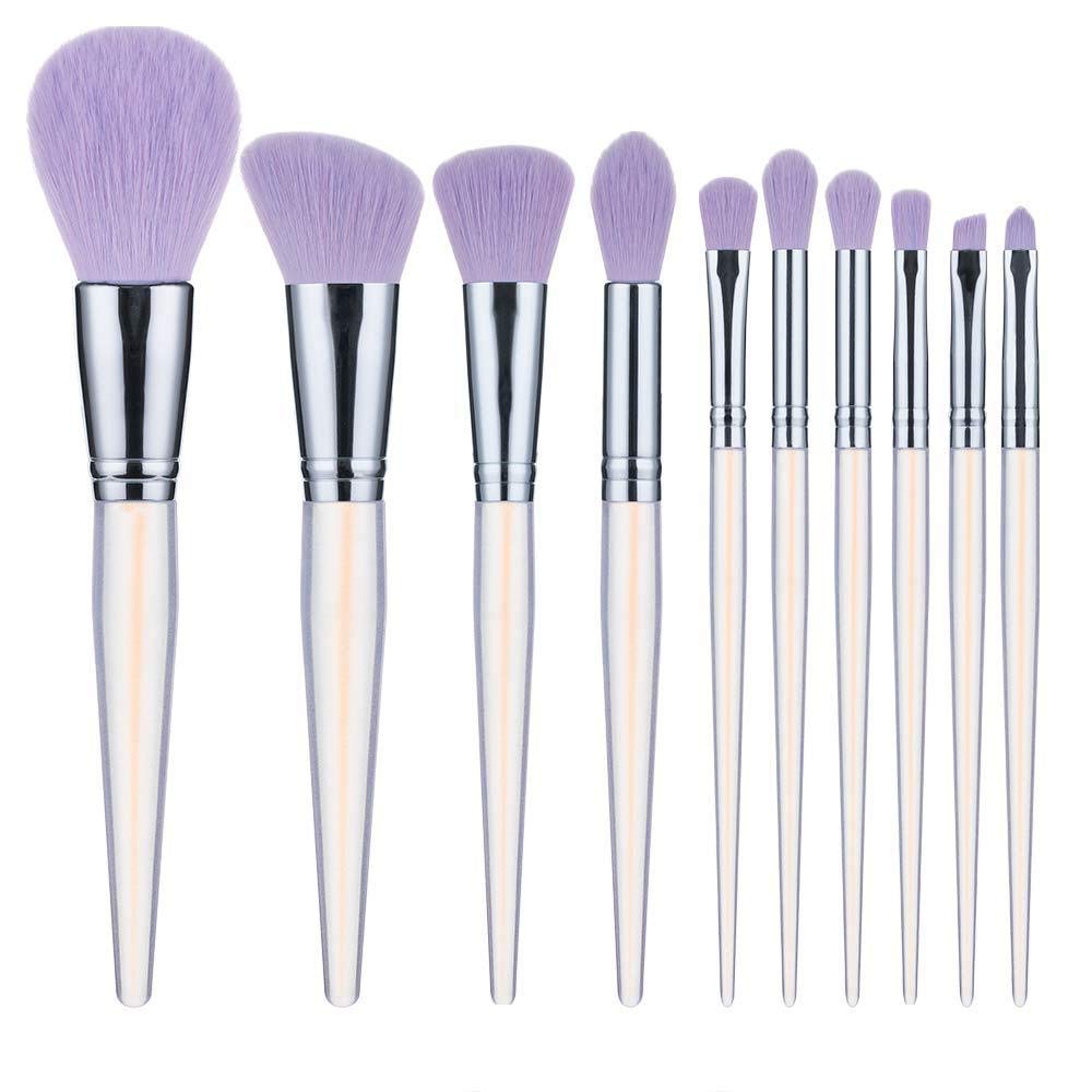 10 brochas de maquillaje set cristal de manejar el polvo suelto pincel pincel de sombra de ojos belleza herramientas