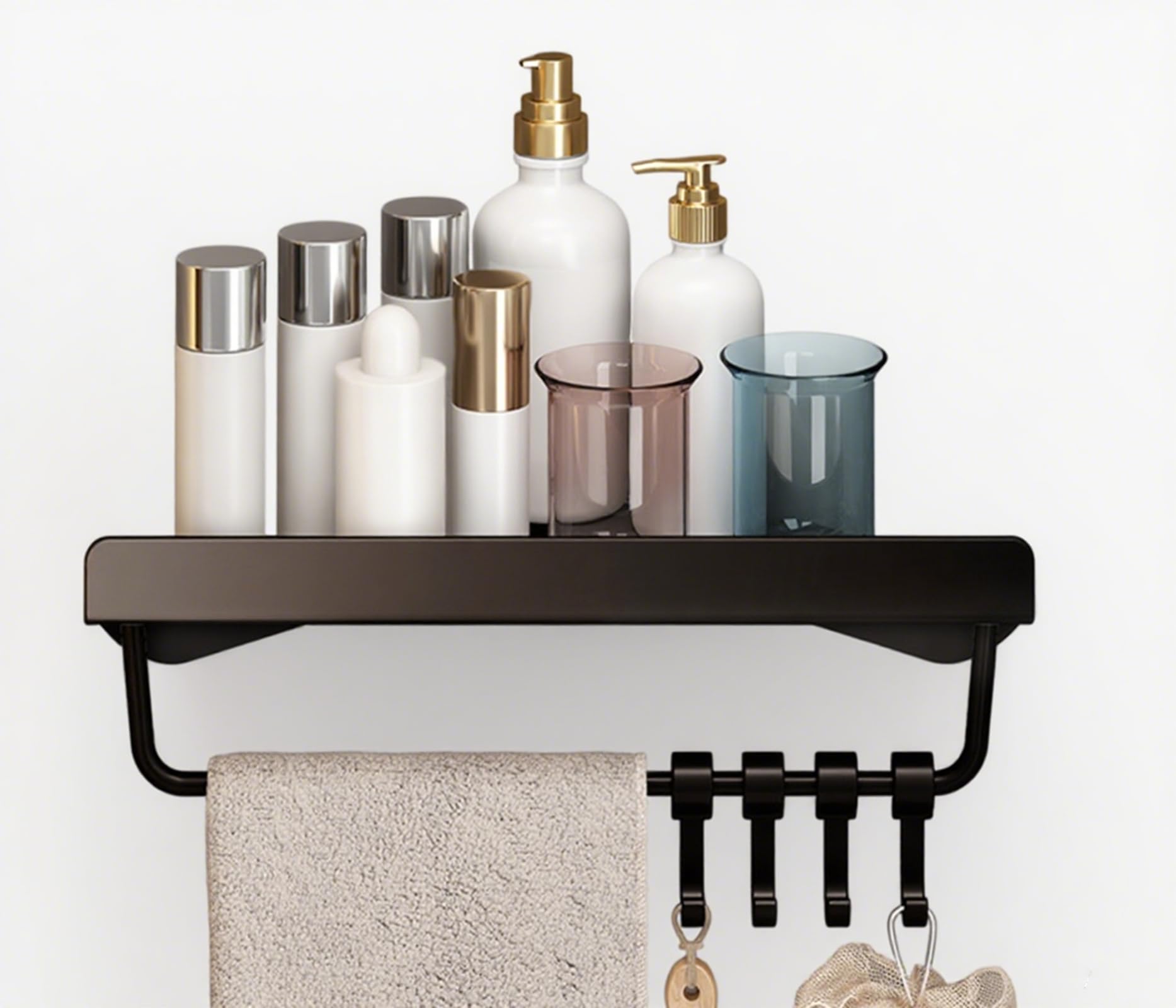 SEIDO Triangle Corner Shelf Stainless Steel Shower Caddy - Wall Mount Bathroom Shelves with Removable Hooks Drainage Holes