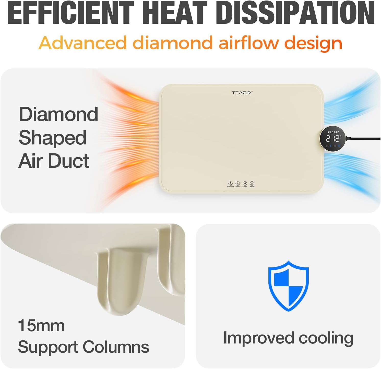 Portable & Rollable Warming Pad for Food, Electric Warming Tray for Buffets Party & Camping, Dishwasher-Friendly Food Warming Pad, Folding Warming Tray, 1°F Precision Heat & 5-Min Timer, Off-White