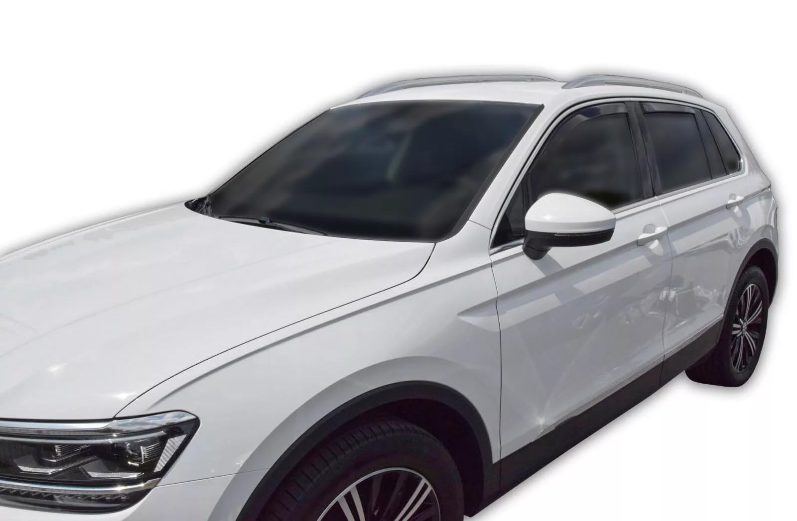 Kit 4 Deflettori Aria Nero Fumé Trasparento Antivento per Finestrini Laterali Anteriori e Posteriori Compatibile con VW Tiguan 2016-2024