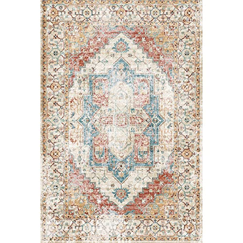 mongdodo ラグ ラグマット 200×250cm 薄手 ラグ カーペット 3畳 ペルシャ 絨毯 柄 クリーム 白 80x120cm ホワイト 系 ホットカーペットカバー 絨毯 じゅうたん ペルシャ絨毯風 ラグマット ラグマット 夏用 じゅうたん 絨毯