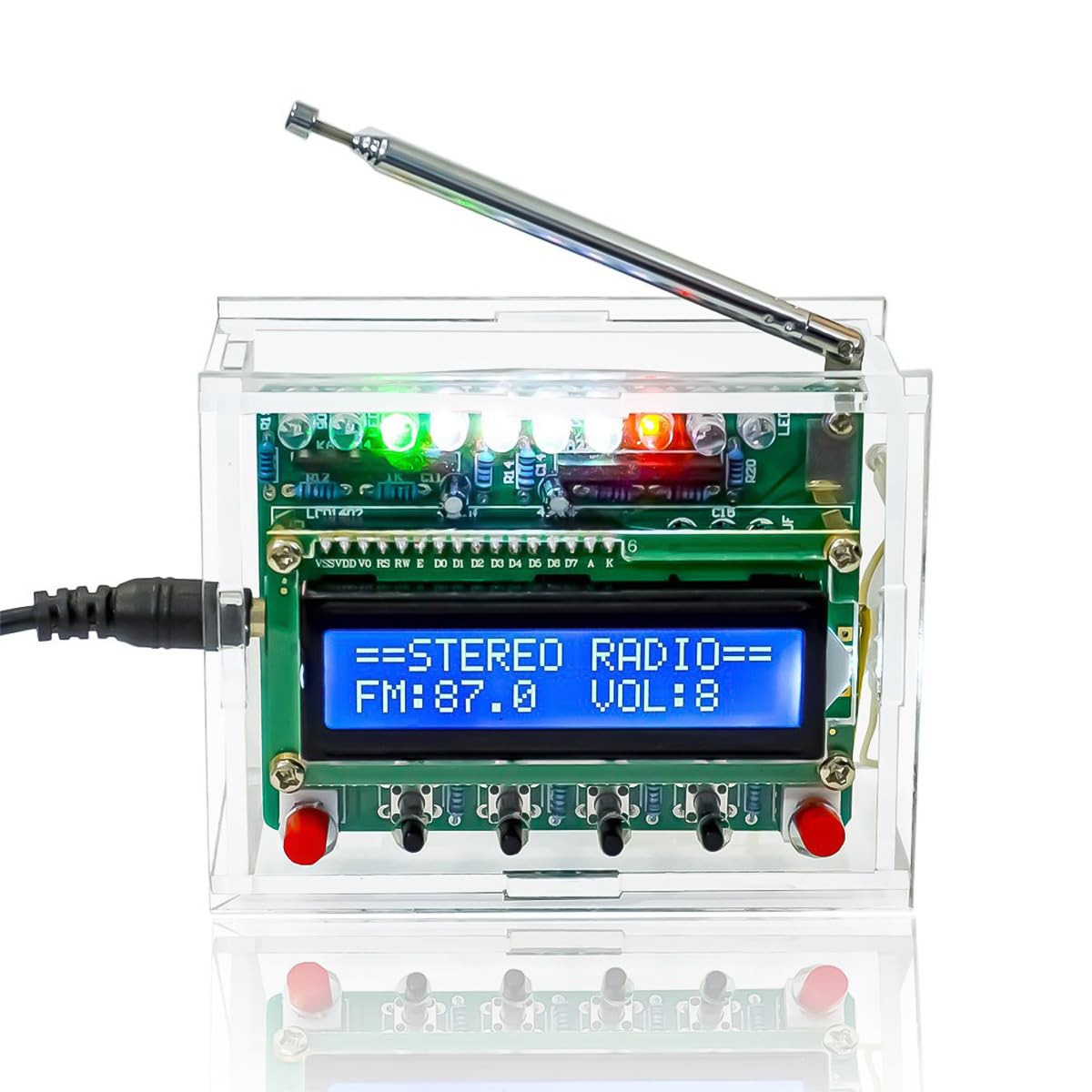 Kit de Radio FM Proyectos de Soldadura de Bricolaje Radio FM 87-108MHz Kit de práctica de Soldadura Pantalla LCD1602 para Aprendizaje Enseñanza Educación Stem Bricolaje