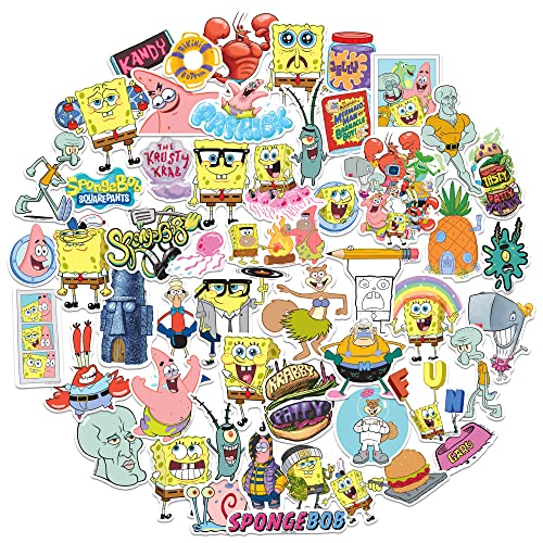 Spongebob Squarepants Sticker Pack Die Cut Vinyl Large Deluxe Stickers Variety Pack - Laptop Water Bottle Scrapbooking Tablet Skateboard Indoor/Outdoor - Set of 50