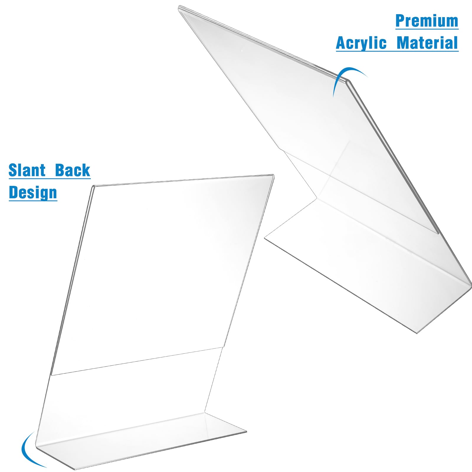 Vicenpal 100 supporti per cartelli in acrilico trasparente, 21 x 28 cm, supporto inclinato per foto, volantini, supporto verticale a forma di L, supporto da tavolo per ufficio e negozio