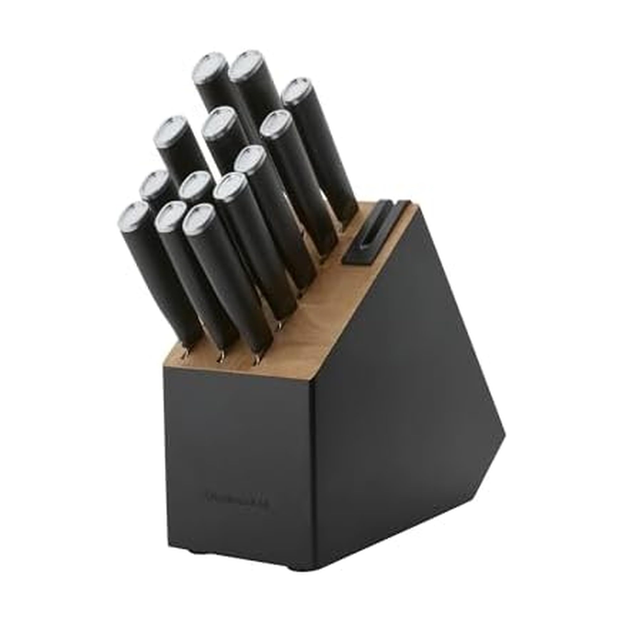 KitchenAid Classic Slim Knife Block Set with Built-In Knife Sharpener, High Carbon Stainless Steel Kitchen Knives, Sharp Kitchen Knife Set with Block, Black, 14 Piece Black 14-Piece