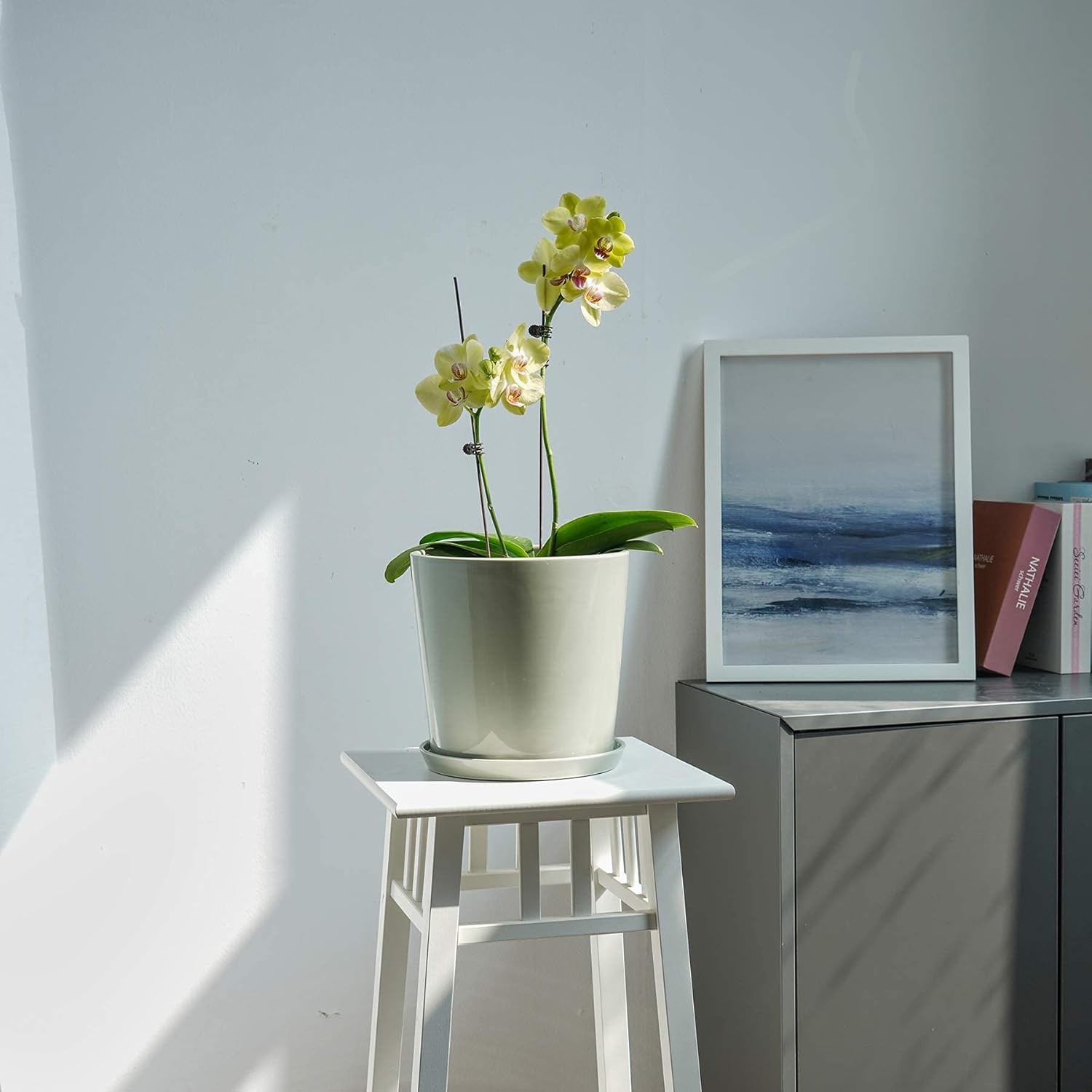 Ceramic Planter Pots for Plants - POTEY 056211 8.7 Inch Glazed Ceramic Planters Indoor Plants Minimalist Modern Home Decoration Container Plant Pots Outdoor with Drainage Hole(Plants NOT Included) : Patio, Lawn & Garden