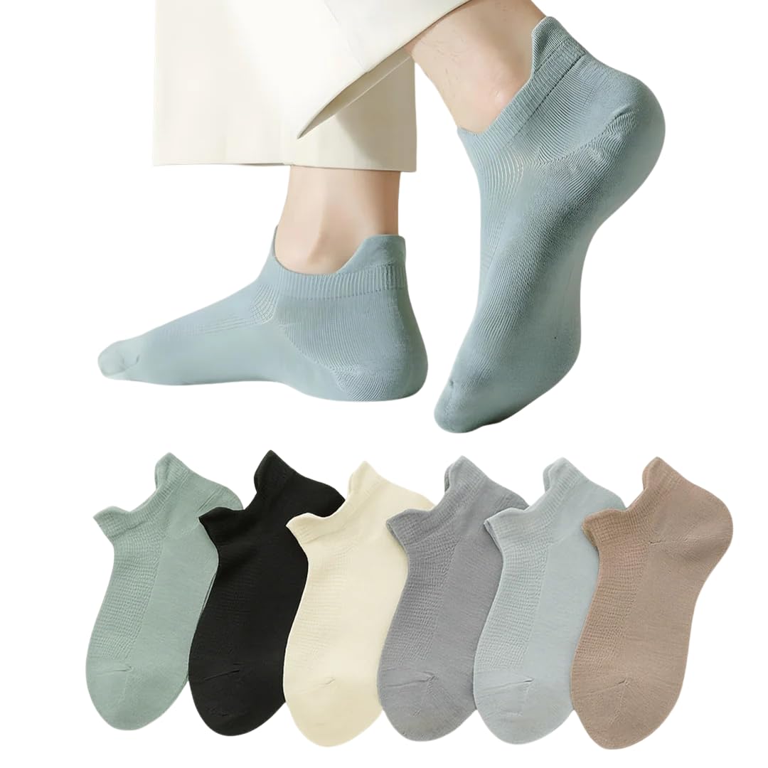 Premium Ankle Length Cotton Socks for Men & Women | Breathable No-Show Socks | 6 Pair Multicolor Combo | Soft, Stretchable, Anti-Slip Casual Socks-image-25