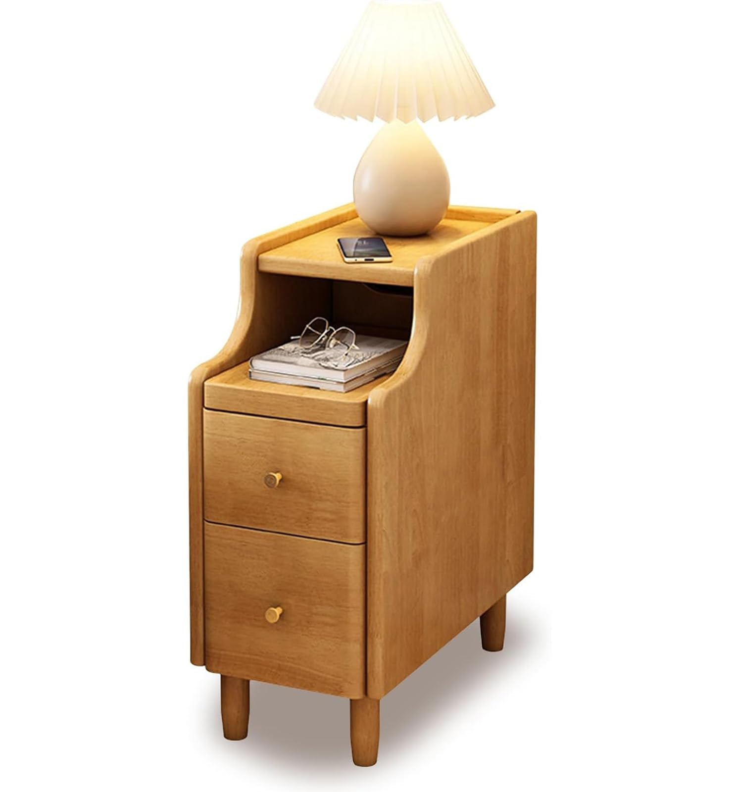 Table de chevet moderne avec 2 tiroirs profonds pour optimiser le rangement de chambre
