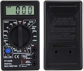 DT-830B Portable Multimeter with Large LCD Display, AC DC Voltage, DC Current, Resistance, Transistor. Ideal for Labs, Factories, Radio Enthusiasts (DT-830B Black)