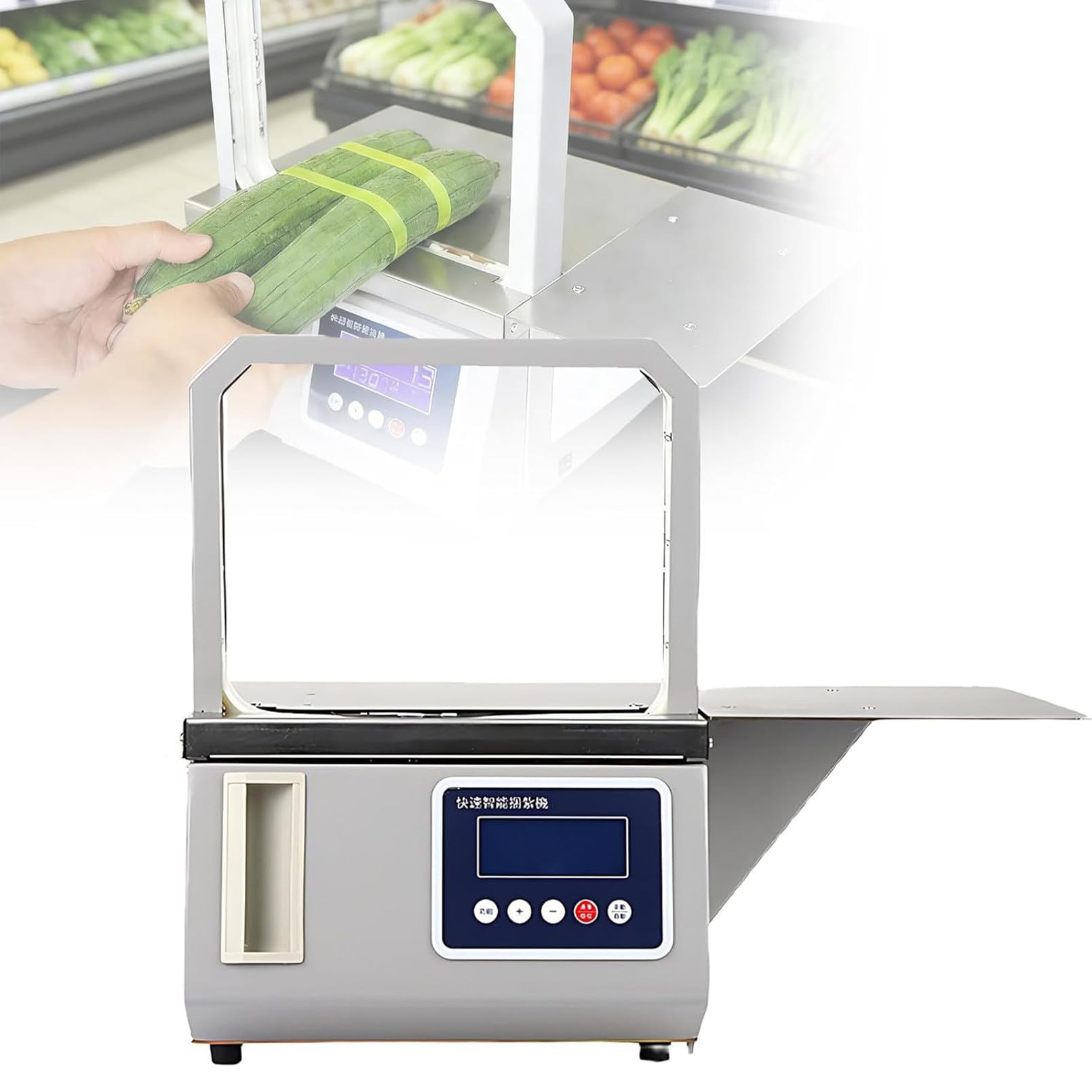 ZXINXIN Automatic Bundling Machine Tabletop Industrial Semi-Automatic Strapping Machine Small Supermarket Cross Binding Machine for Printed Materials Supermarket Industry 32 * 17