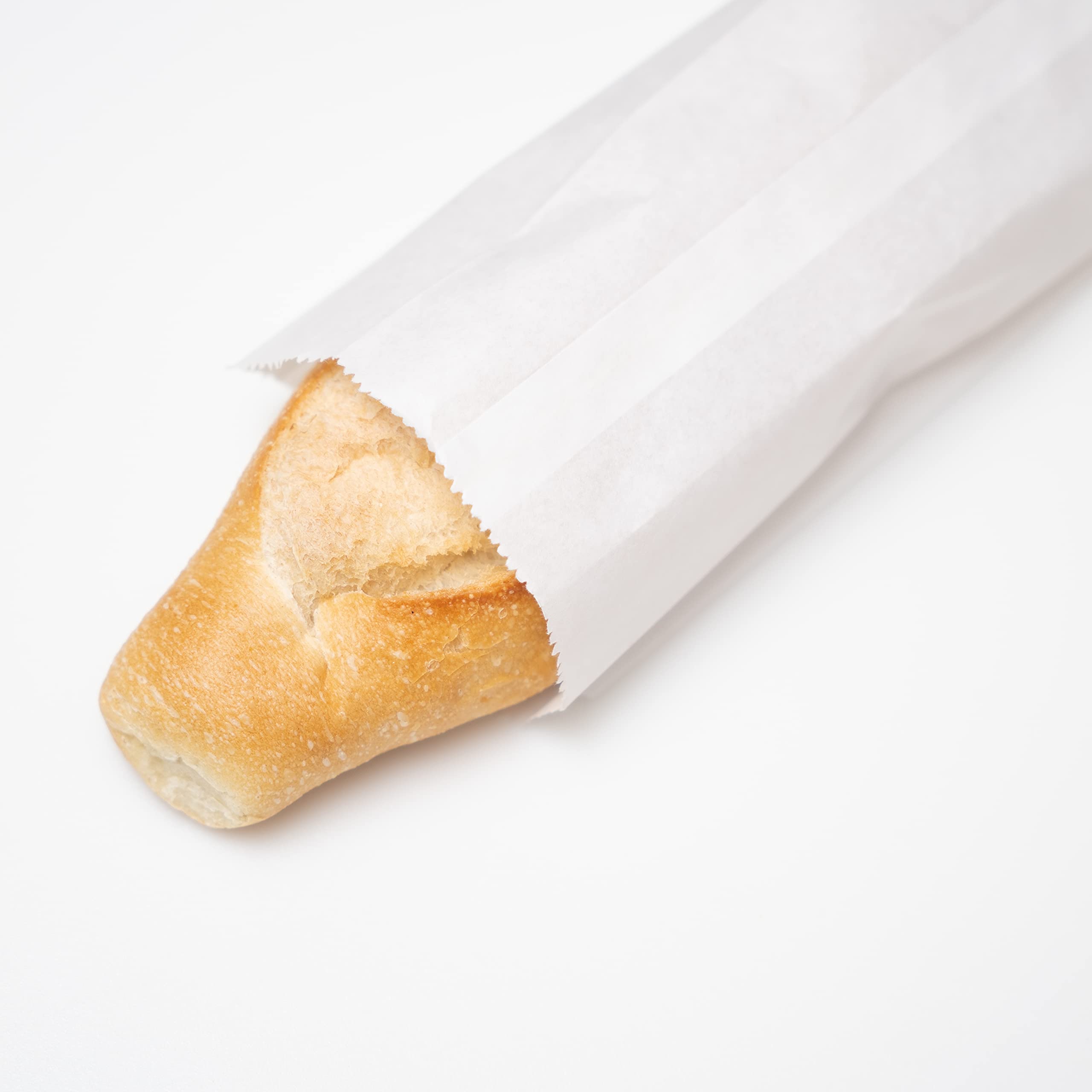 EcoQuality Plain White Paper Bread Bag - Bakery Bag, Long Bread Bags, Baguettes and Subs - Keeps Bread Fresh (5 1/4 x 3 1/4 x 16 inches) (100)