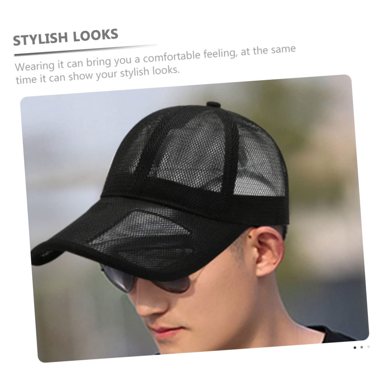 SHERCHPRY Gorra De Malla Transpirable Gorras De Visera para Adultos Gorras De Béisbol De Malla para Hombres Sombreros De Béisbol De Malla De Verano Gorra Deportiva Poliéster Black