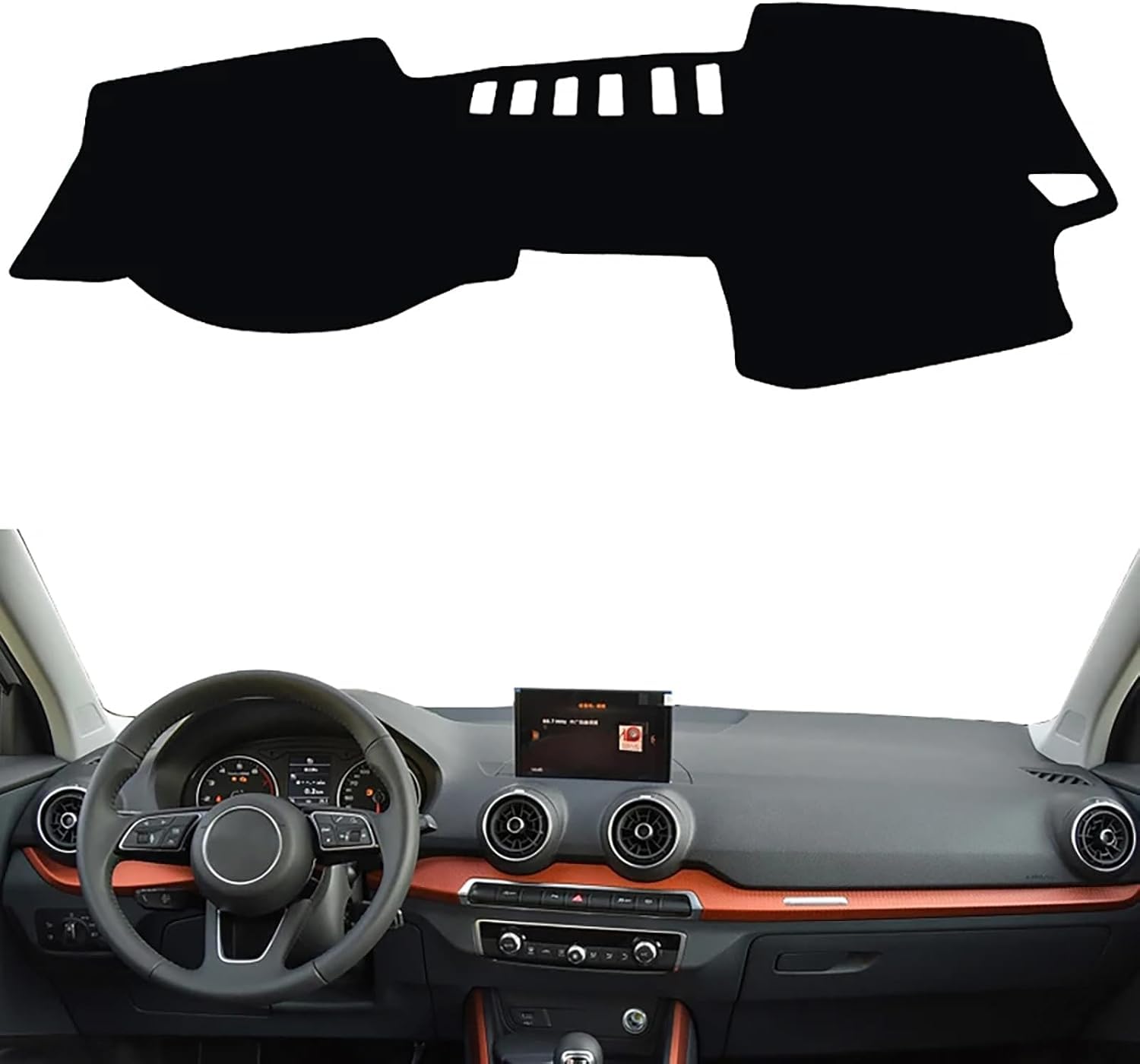 ZhangXD Car Dashboard Cover for Audi Q2 2016-2021, Non-Slip Dash Board Sun Shield Protector Anti-Glare Anti Dust Interior Accessories