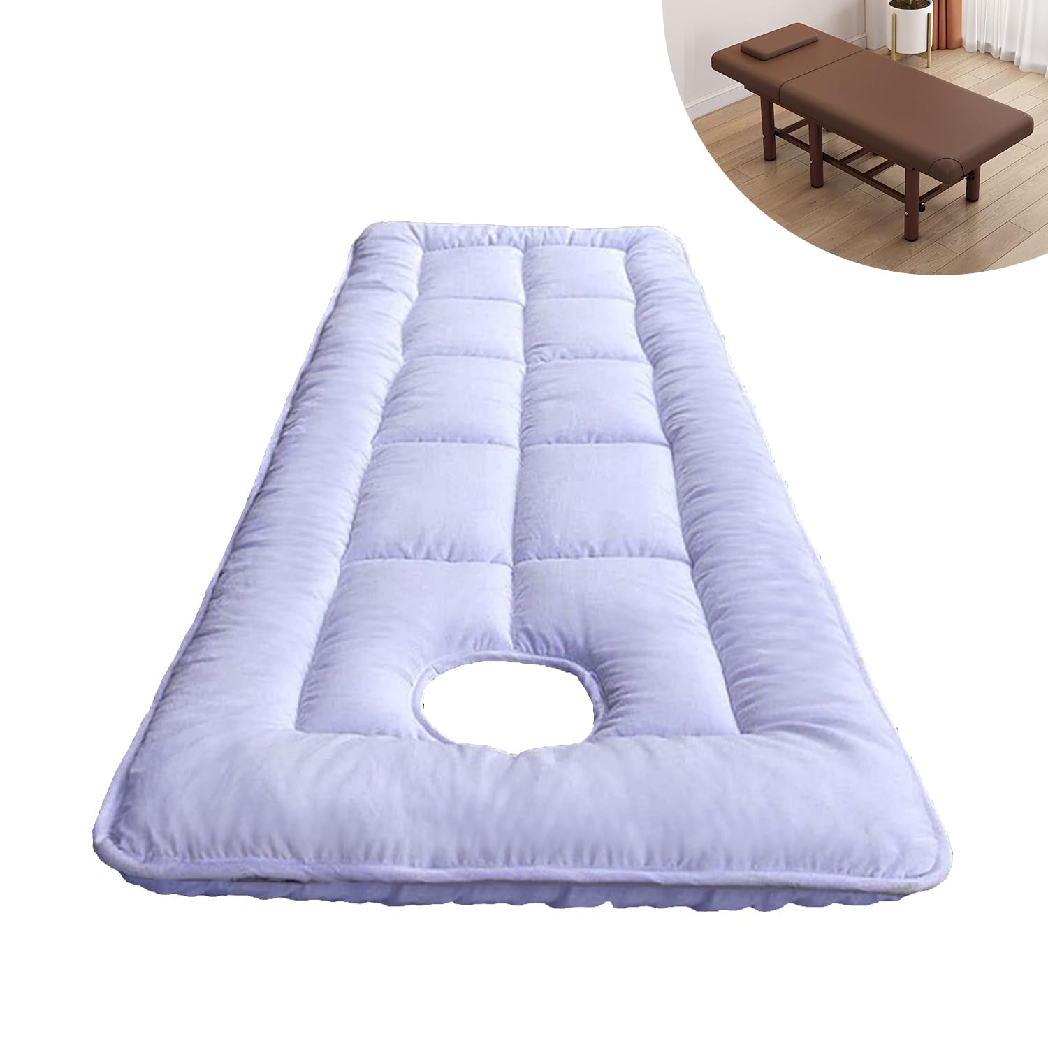 LXJDDLD Lash Bed Cushion Cover,Non-Slip Spa Bed Padding,Massage Table Pad,Square Head Massage Table Mattress Topper with Breathing Holes,for Tattoo Table Beauty Salon Bed,White,S 80x190cm