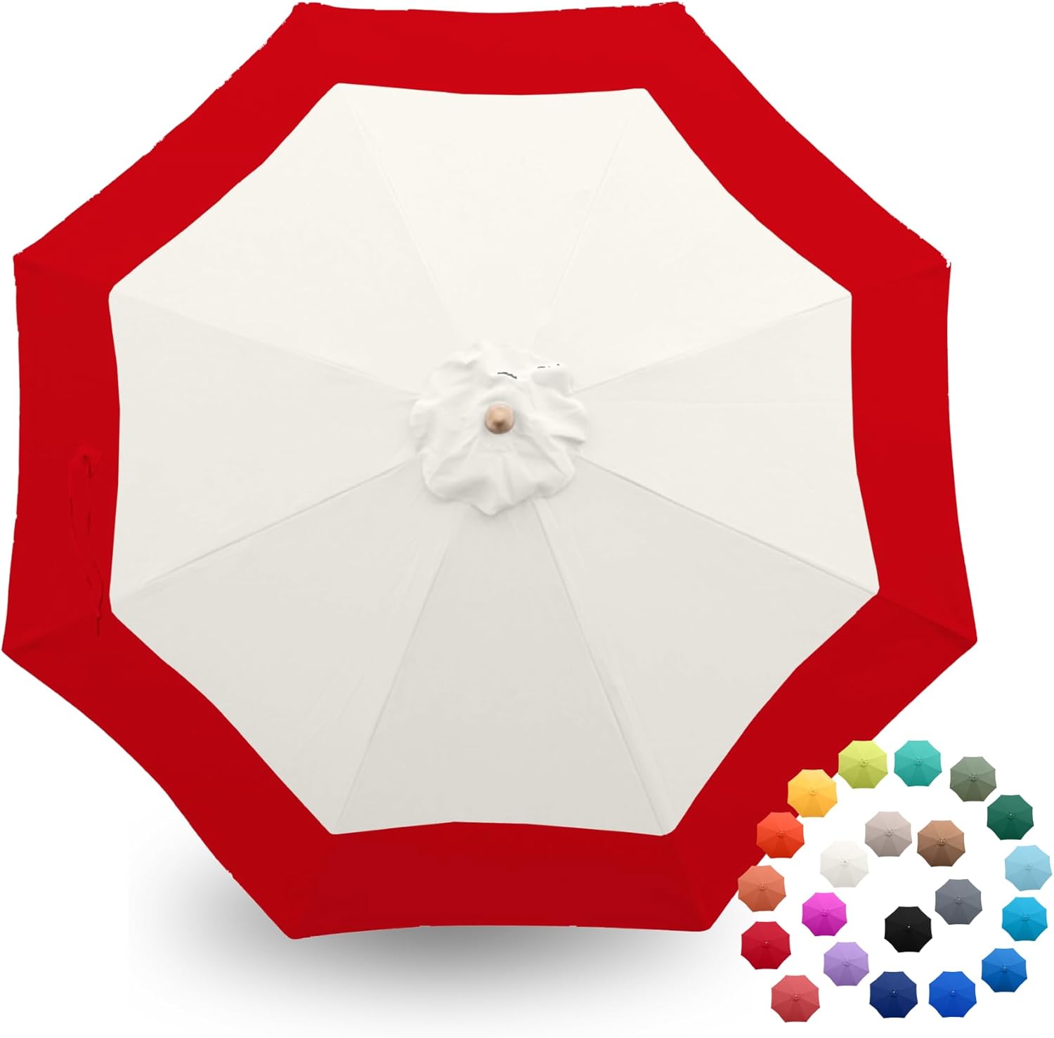 Formosa Covers - 9ft Market Patio Umbrella Replacement Canopy - 8 Ribs Top Canvas - 300D UV Protective and Water Resistant Umbrella Fabric - Premium Quality Replacement Canopy Cover ONLY (Duet Red)