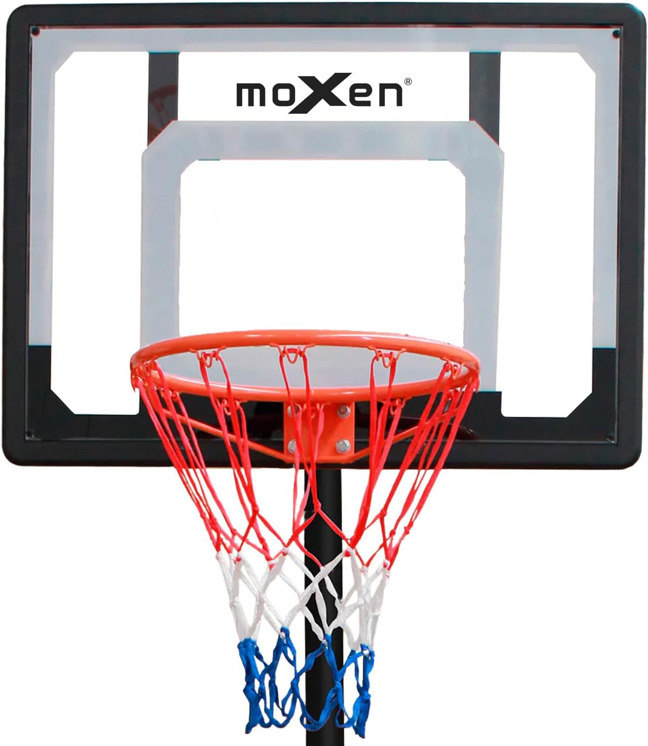 Close-up of Moxen Raptors Basketball Hoop backboard and rim