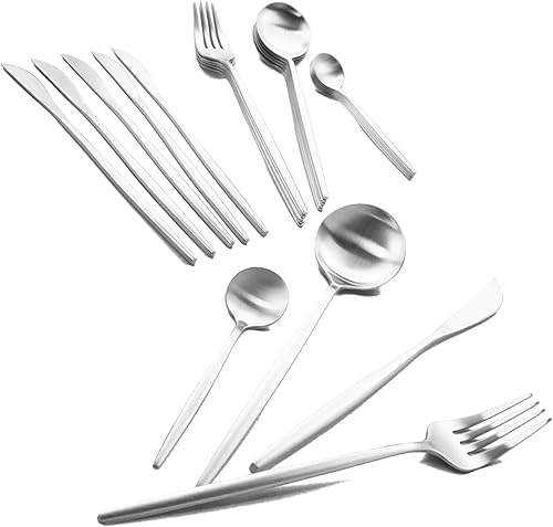 JASHII Juego de cubiertos de acero inoxidable de 24 piezas, juego de cubiertos de servicio para 6, utensilios para cocina, aptos para lavavajillas